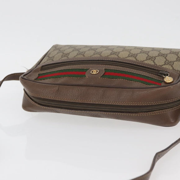 GUCCI GG Supreme Web Sherry Line Bag PVC Beige Gold 001 113 6472 Auth 176195