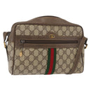 GUCCI GG Supreme Web Sherry Line Bag PVC Beige Red 68 02 005 Auth 176196-1