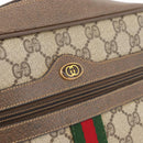 GUCCI GG Supreme Web Sherry Line Bag PVC Beige Red 68 02 005 Auth 176196-18