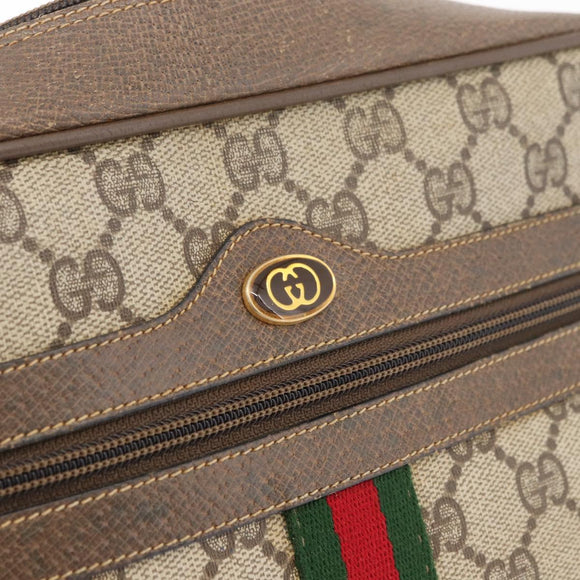 GUCCI GG Supreme Web Sherry Line Bag PVC Beige Red 68 02 005 Auth 176196