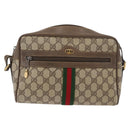 GUCCI GG Supreme Web Sherry Line Bag PVC Beige Red 68 02 005 Auth 176196-13
