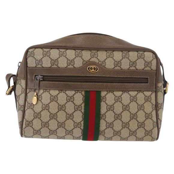 GUCCI GG Supreme Web Sherry Line Bag PVC Beige Red 68 02 005 Auth 176196
