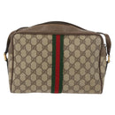 GUCCI GG Supreme Web Sherry Line Bag PVC Beige Red 68 02 005 Auth 176196-2