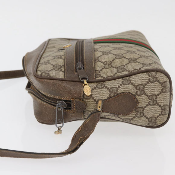GUCCI GG Supreme Web Sherry Line Bag PVC Beige Red 68 02 005 Auth 176196
