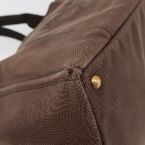 PRADA Canapa MM Hand Bag Canvas Brown Gold Auth 176198