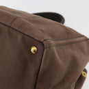 PRADA Canapa MM Hand Bag Canvas Brown Gold Auth 176198-15