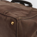 PRADA Canapa MM Hand Bag Canvas Brown Gold Auth 176198-17