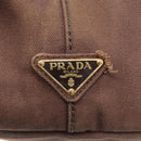 PRADA Canapa MM Hand Bag Canvas Brown Gold Auth 176198-9