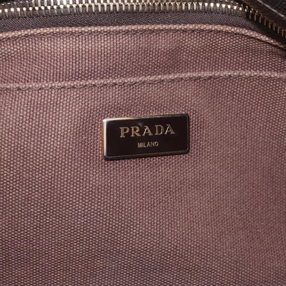 PRADA Canapa MM Hand Bag Canvas Brown Gold Auth 176198