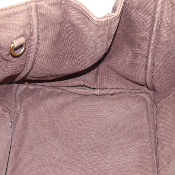 PRADA Canapa MM Hand Bag Canvas Brown Gold Auth 176198