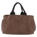 PRADA Canapa MM Hand Bag Canvas Brown Gold Auth 176198-2