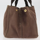 PRADA Canapa MM Hand Bag Canvas Brown Gold Auth 176198-3