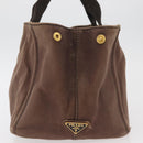 PRADA Canapa MM Hand Bag Canvas Brown Gold Auth 176198-4