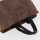 PRADA Canapa MM Hand Bag Canvas Brown Gold Auth 176198-6