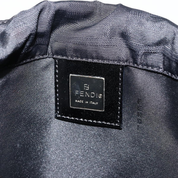 FENDI Zucca Canvas Tote Bag Nylon Black Silver Auth 176210