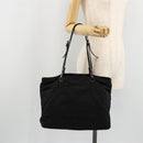 FENDI Zucca Canvas Tote Bag Nylon Black Silver Auth 176210-23