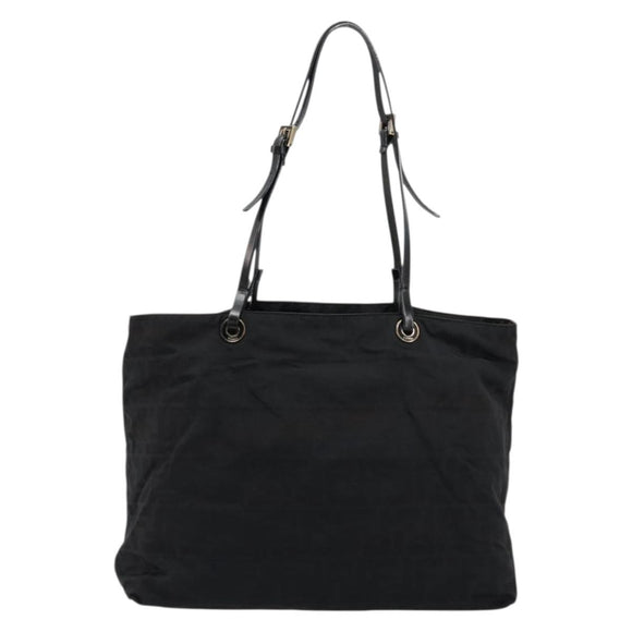 FENDI Zucca Canvas Tote Bag Nylon Black Silver Auth 176210