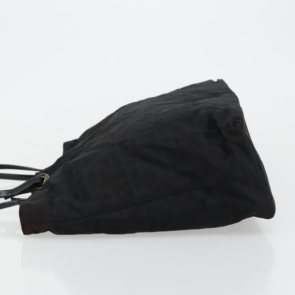FENDI Zucca Canvas Tote Bag Nylon Black Silver Auth 176210