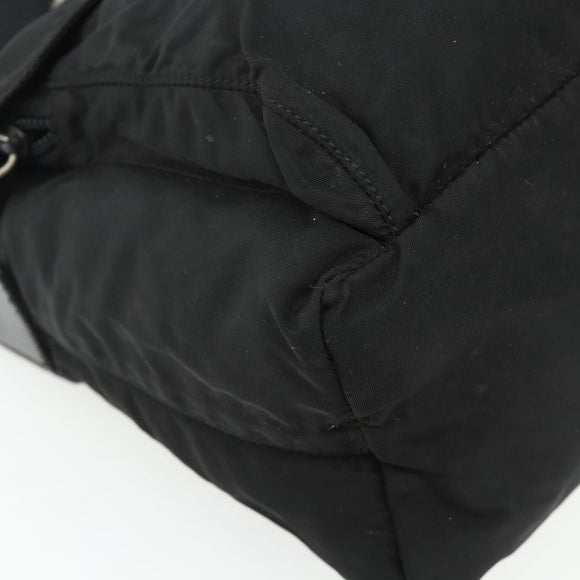 PRADA Shoulder Bag Nylon Black Silver Auth 176211