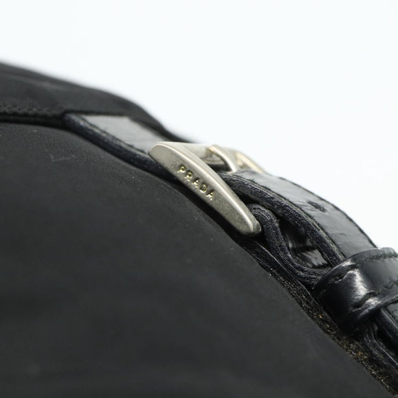 PRADA Shoulder Bag Nylon Black Silver Auth 176211