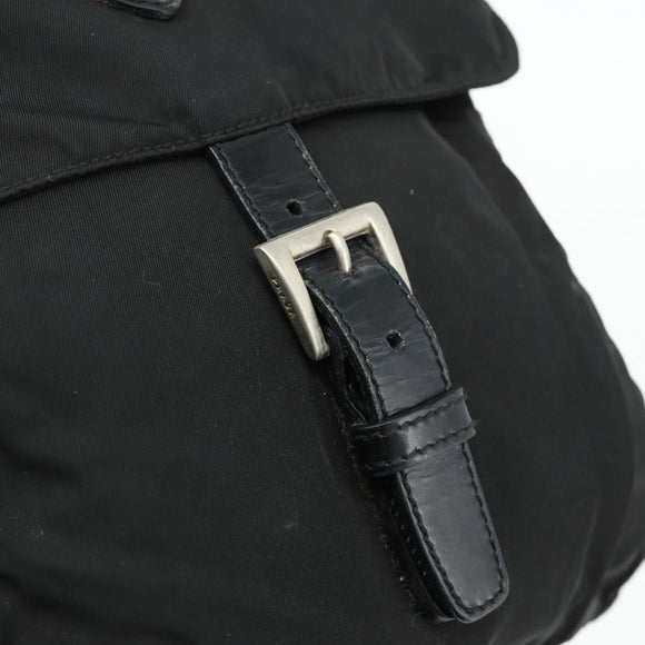 PRADA Shoulder Bag Nylon Black Silver Auth 176211