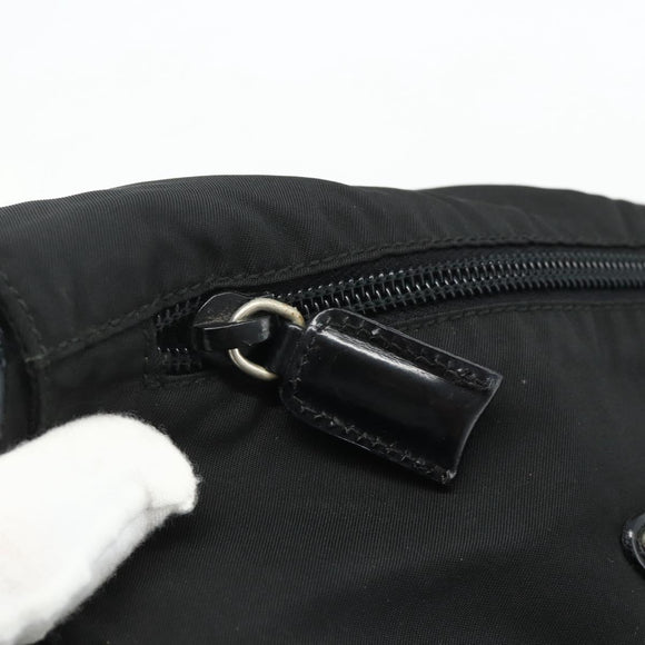PRADA Shoulder Bag Nylon Black Silver Auth 176211