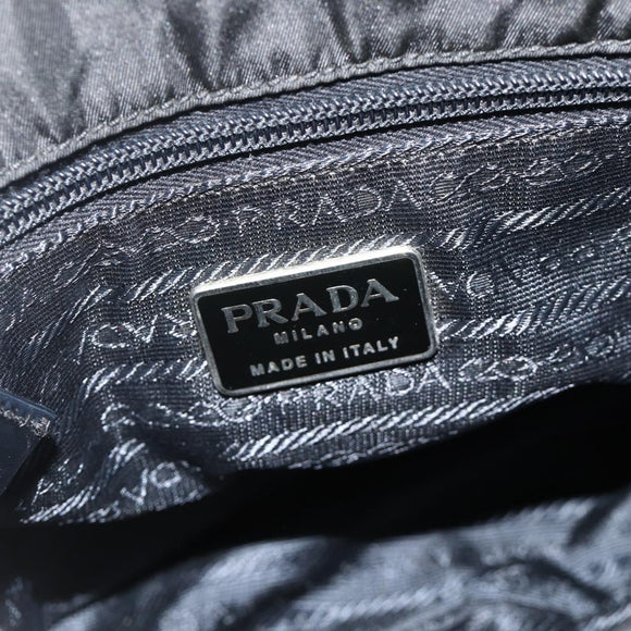 PRADA Shoulder Bag Nylon Black Silver Auth 176211