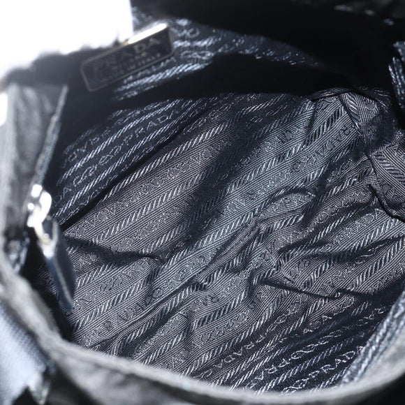 PRADA Shoulder Bag Nylon Black Silver Auth 176211