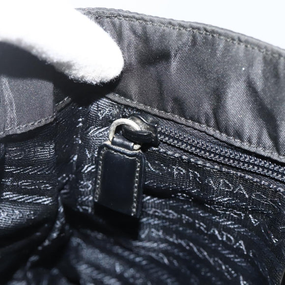 PRADA Shoulder Bag Nylon Black Silver Auth 176211