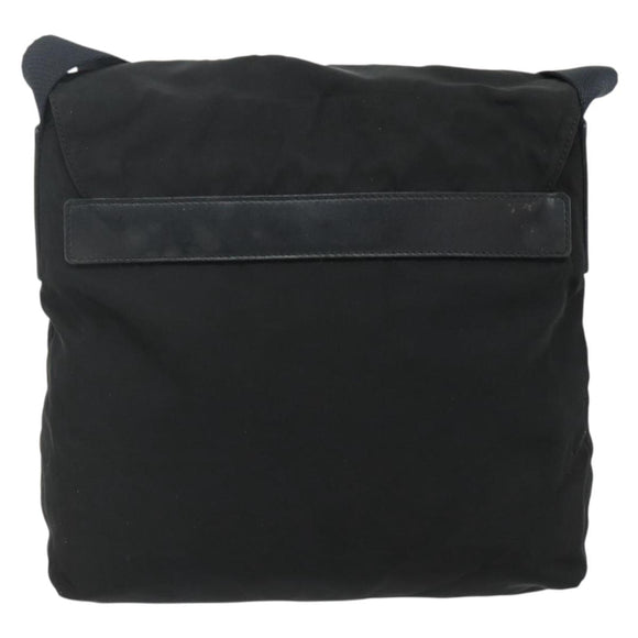 PRADA Shoulder Bag Nylon Black Silver Auth 176211