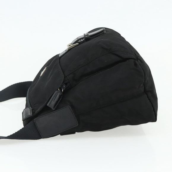 PRADA Shoulder Bag Nylon Black Silver Auth 176211