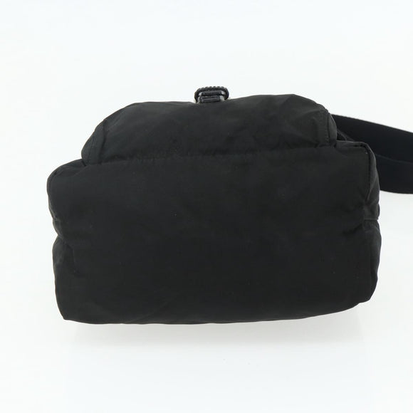 PRADA Shoulder Bag Nylon Black Silver Auth 176211