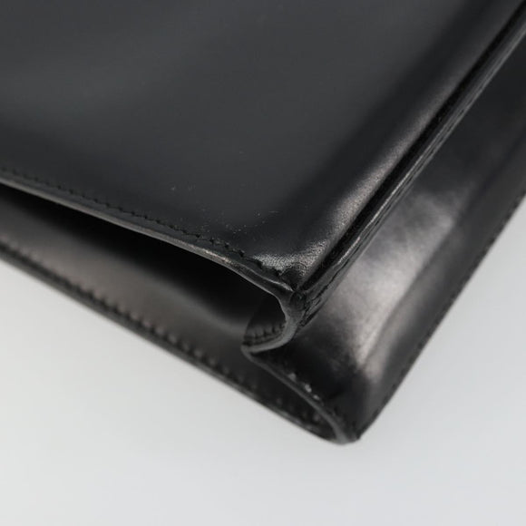 GUCCI Hand Bag Leather Black Silver 007 2002 Auth 176212