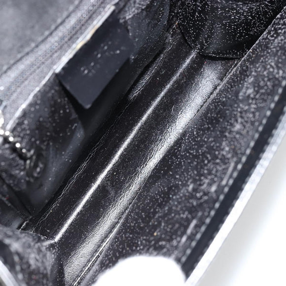 GUCCI Hand Bag Leather Black Silver 007 2002 Auth 176212