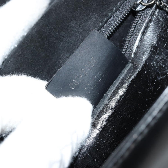 GUCCI Hand Bag Leather Black Silver 007 2002 Auth 176212