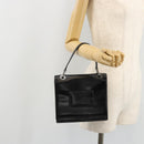 GUCCI Hand Bag Leather Black Silver 007 2002 Auth 176212-22