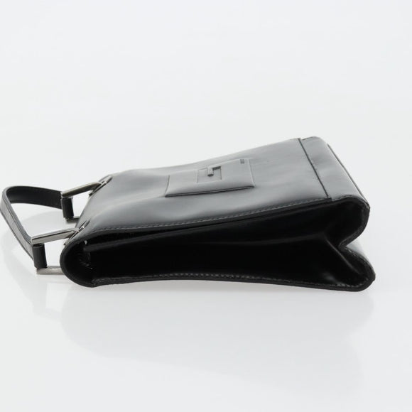 GUCCI Hand Bag Leather Black Silver 007 2002 Auth 176212