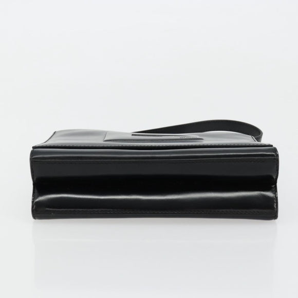 GUCCI Hand Bag Leather Black Silver 007 2002 Auth 176212