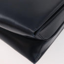 GUCCI Hand Bag Leather Navy Gold Auth 176213-16