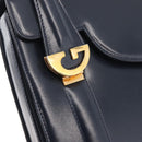 GUCCI Hand Bag Leather Navy Gold Auth 176213-10
