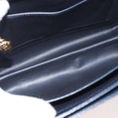 GUCCI Hand Bag Leather Navy Gold Auth 176213-12