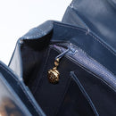 GUCCI Hand Bag Leather Navy Gold Auth 176213-20