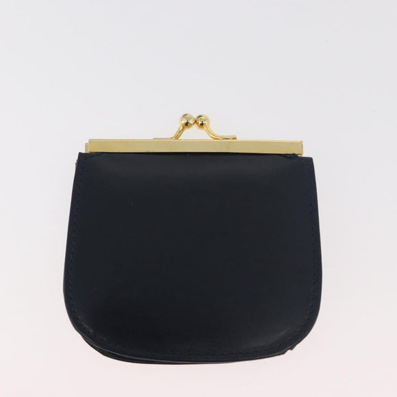 GUCCI Hand Bag Leather Navy Gold Auth 176213