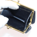 GUCCI Hand Bag Leather Navy Gold Auth 176213-25