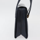 GUCCI Hand Bag Leather Navy Gold Auth 176213-4