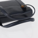 GUCCI Hand Bag Leather Navy Gold Auth 176213-7