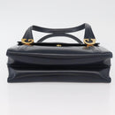 GUCCI Hand Bag Leather Navy Gold Auth 176213-5