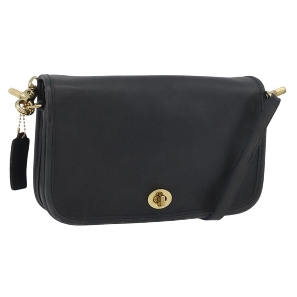 Coach Shoulder Bag Leather Black Gold Auth 176214A