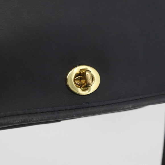 Coach Shoulder Bag Leather Black Gold Auth 176214A