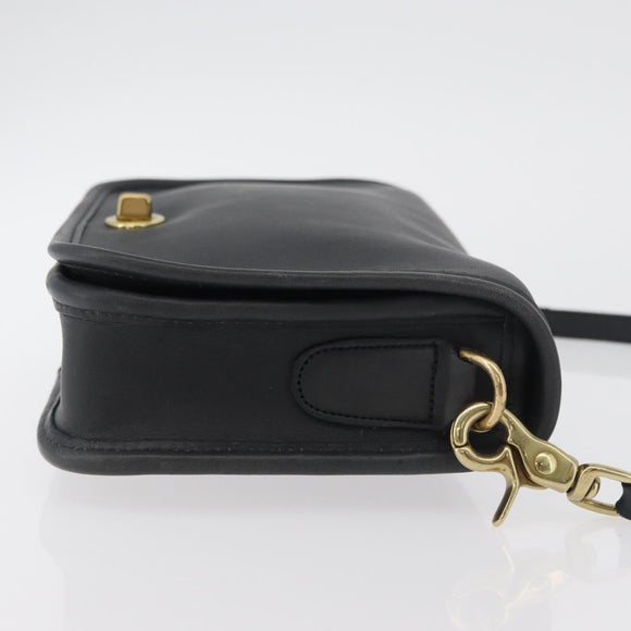 Coach Shoulder Bag Leather Black Gold Auth 176214A